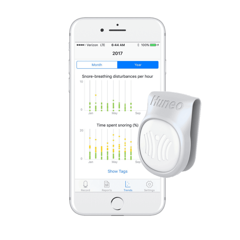 Snorecoach device and app interface
