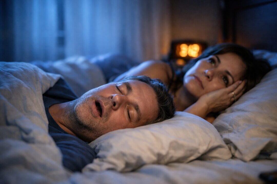 A middle-aged man in deep unconscious sleep