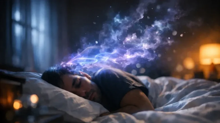 a lone figure sleeping in a darkened bedroom