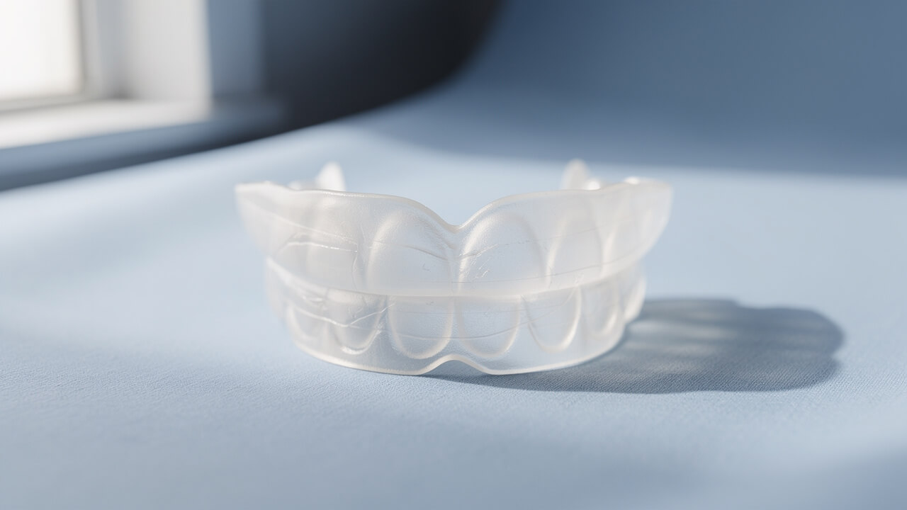 Anti-snoring mandibular advancement device on clean surface
