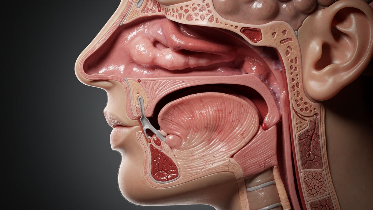 Narrowed airway and swollen nasal passages during pregnancy