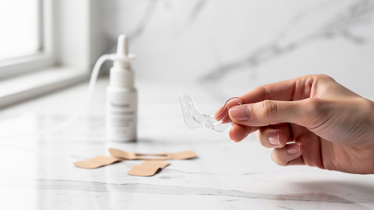 Nasal dilators strips and saline spray for pregnancy snoring relief