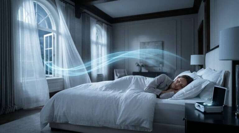 peaceful sleeper rests on pristine white linen