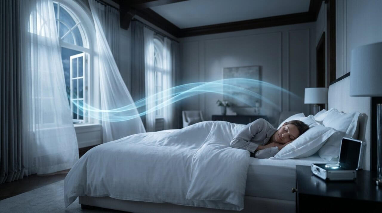 peaceful sleeper rests on pristine white linen