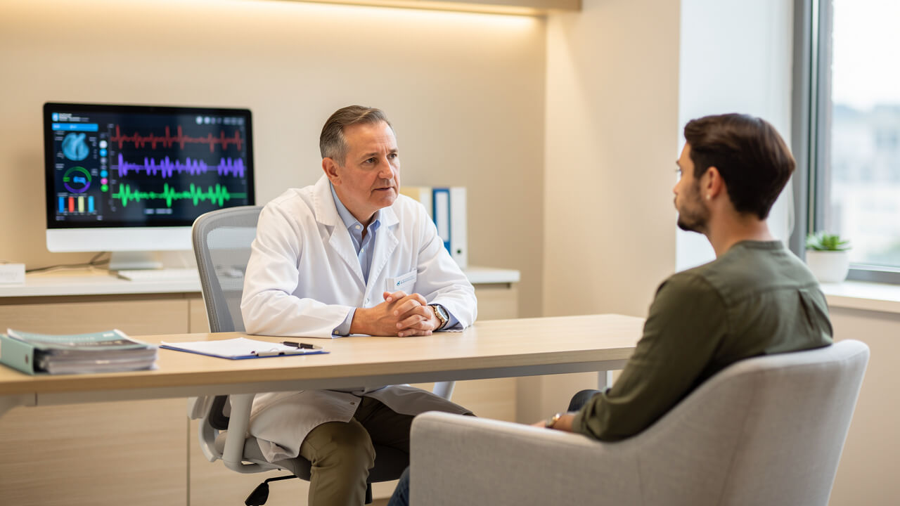 Patient consulting a sleep specialist about snoring and sleep apnea