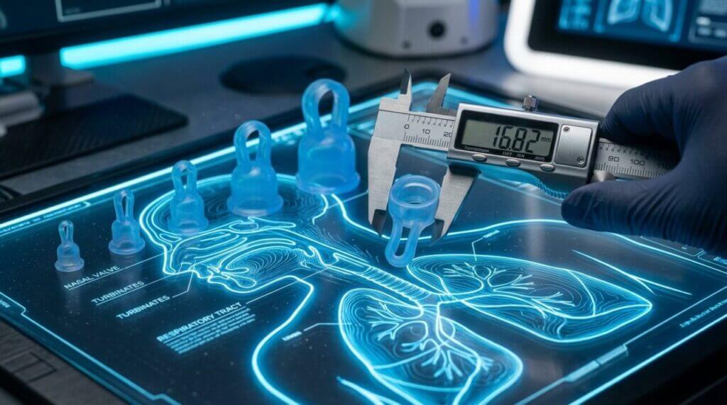translucent blue nasal dilators in incrementally varying sizes